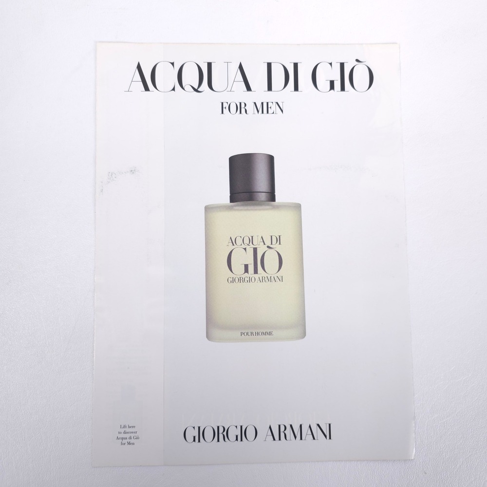 Giorgio Armani Acqua di Gio Vintage Print Ad 2006 Cologne Fragrance Strip Intact